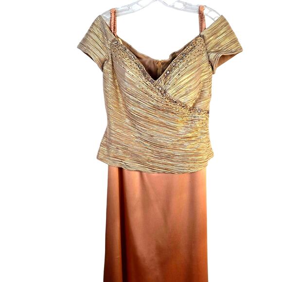 Womens misses formal dress 6 S small  pristine beaded gold party - Picture 1 of 8